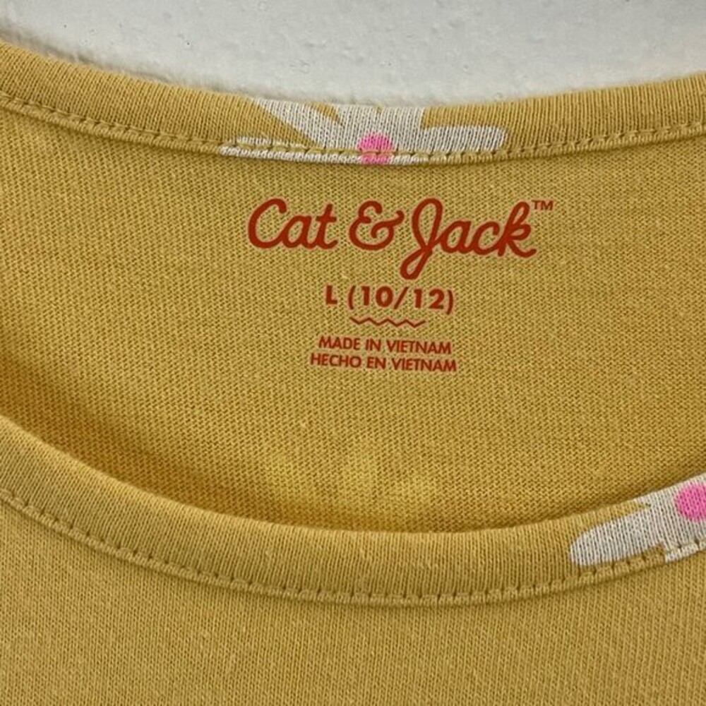 Cat & Jack Girls Yellow Floral Print Dress Size L 10/12 Cotton/Poly Blend - Picture 4 of 7